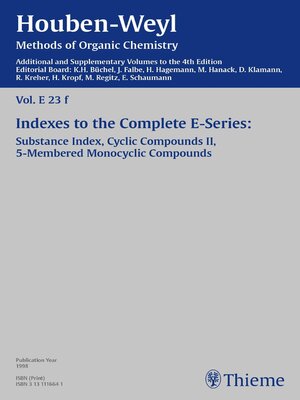 cover image of Houben-Weyl Methods of Organic Chemistry Volume E 23f Supplement